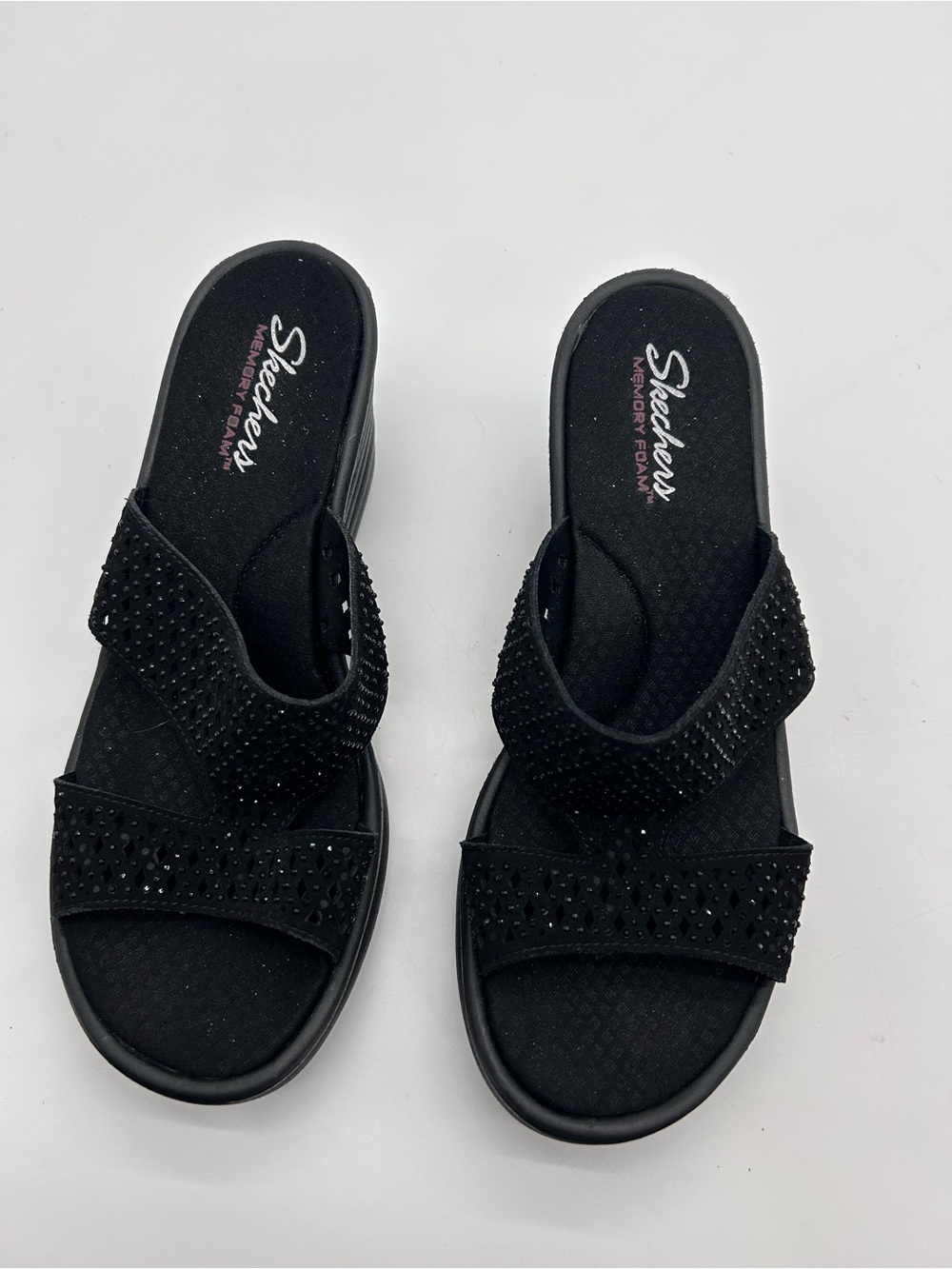 Skechers Women’s Rumble On Too Haute Wedges With Rhinestone Embellishments 7